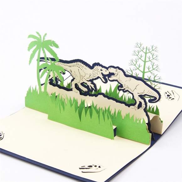 3D Dinosaurs Pop-Up Greeting Card, Laser Cut ๐ธ - Picture 4 of 6